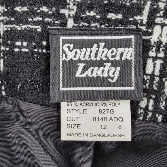 Southern Lady Blazer Womens 12 Check Textured Shimmer Threading Shoulder Pads - Picture 9 of 12